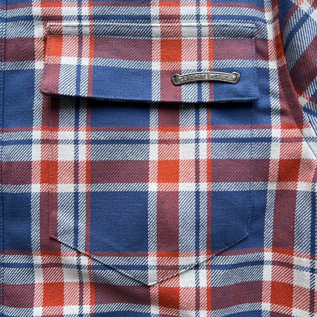 Blaues Flanell-Langarmshirt mit Print auf den Ärmeln – Herren