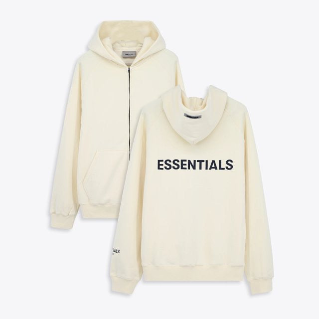 Cream Cotton Logo Zip-Through - Men's