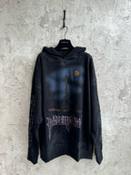 Black Cotton Washed Graphic Pullover - Men's
