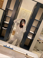 Marineblaue Jogginghose aus Baumwolle mit Bar-Streifen – Herren