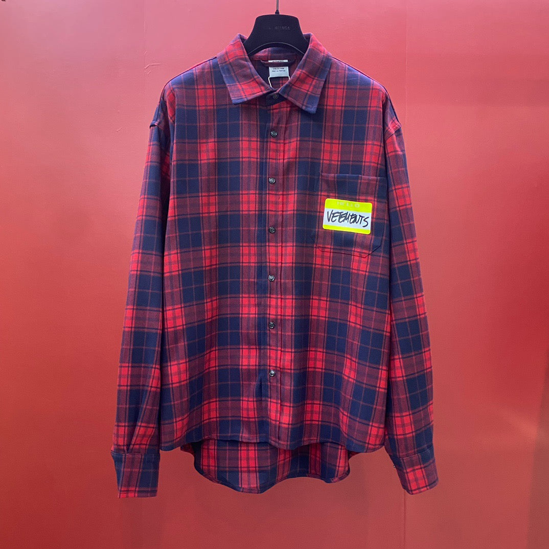 Navy Flannel Check Long-Sleeve - Men's