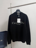 Rundhals-Pullover aus schwarzer Wolle mit Textlogo – Herren
