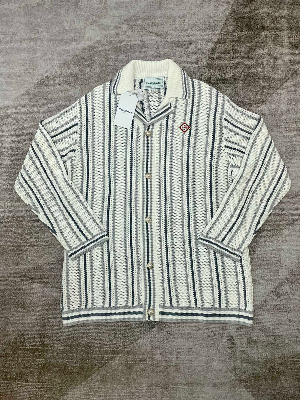 Gestreifter Strickpullover mit Reißverschluss – Herren