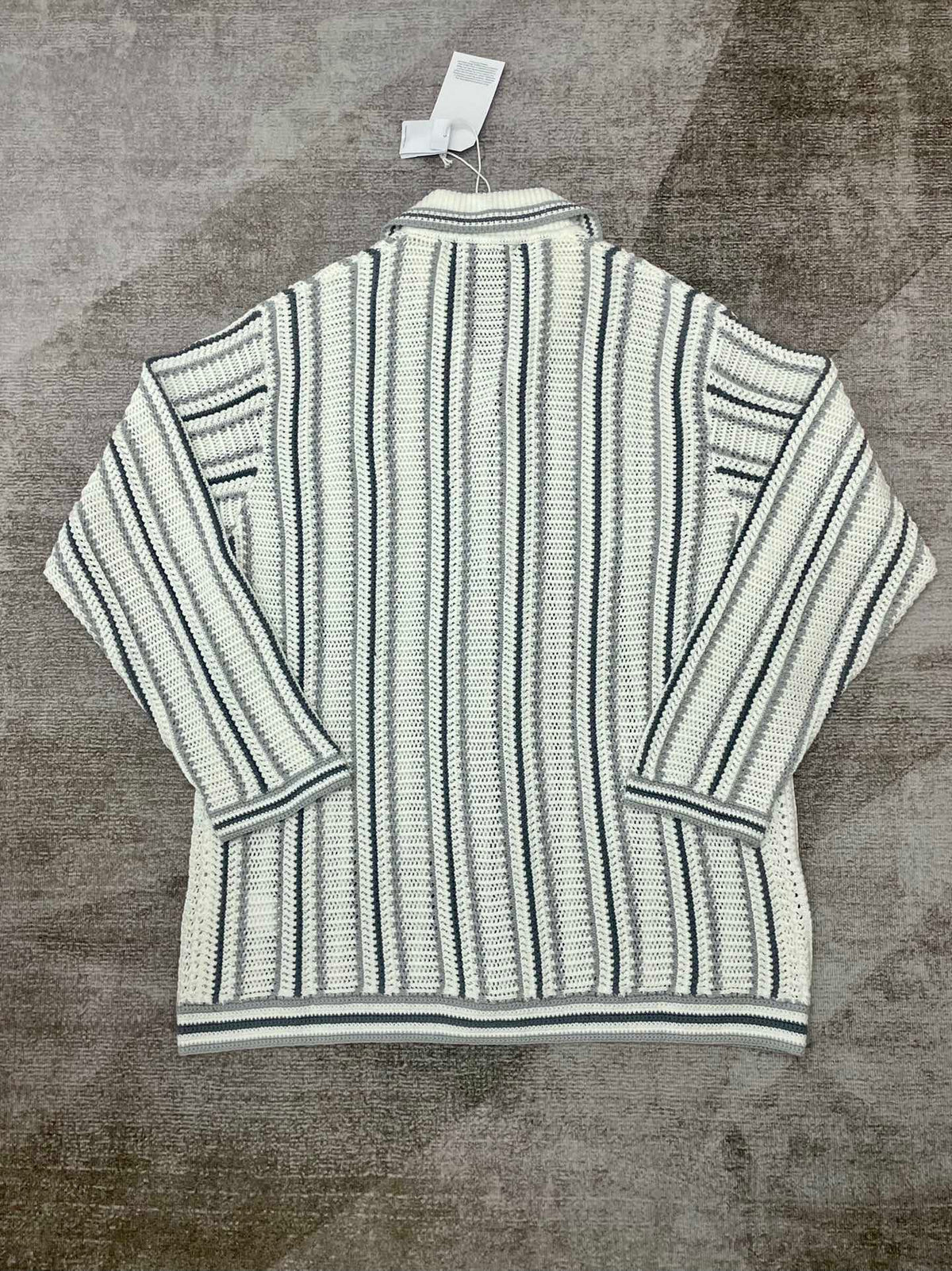 Gestreifter Strickpullover mit Reißverschluss – Herren