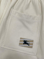 Navy Cotton Check Patch Drawstring - Men's