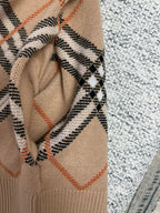 Strickjacke mit Karomuster Kamel - Herren
