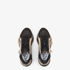 Flow Sneakers Nylon Black – customized with pattern on the tongue and rubber tab with embossed logo on the back – LUX VERSE Luxury Designer Fashion Outlet