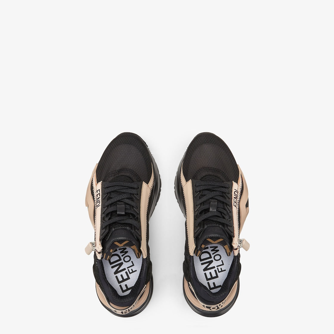 Flow Sneakers Nylon Black – customized with pattern on the tongue and rubber tab with embossed logo on the back – LUX VERSE Luxury Designer Fashion Outlet