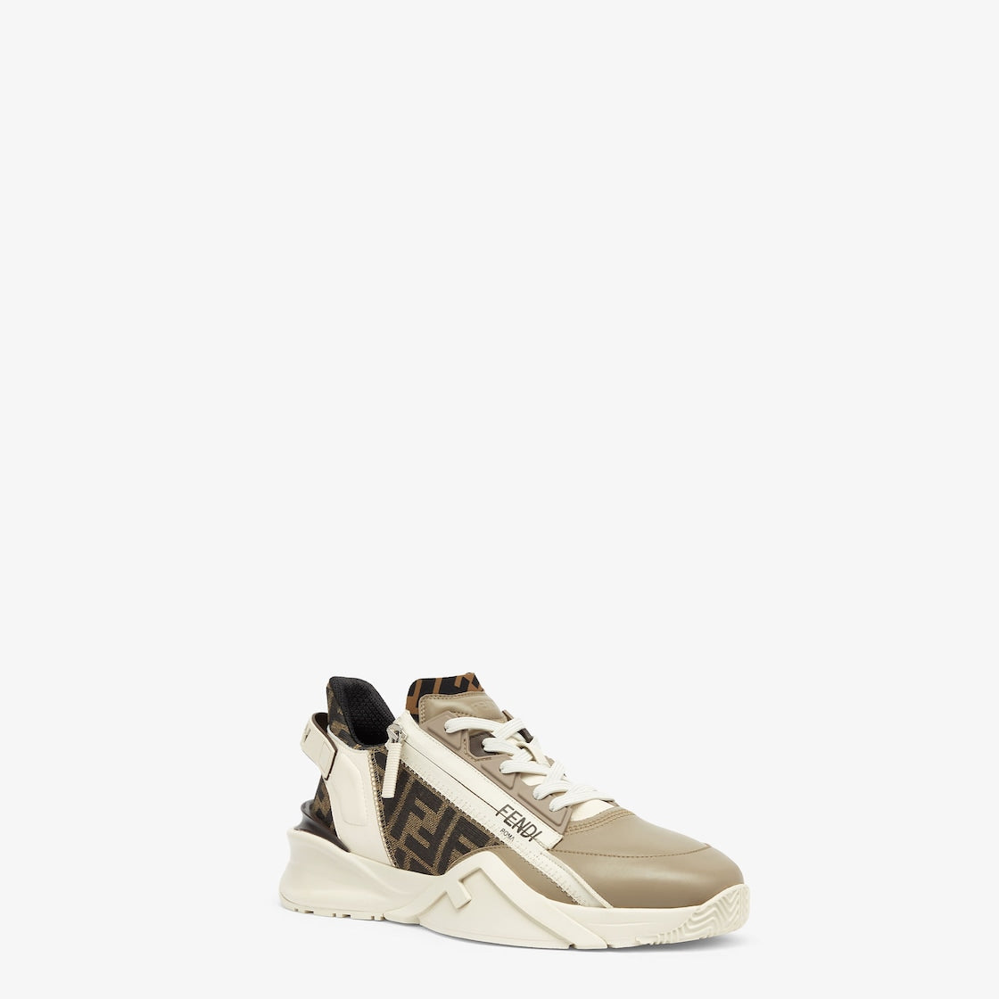 Flow Sneakers Beige – flow sneakers with adjustable elastic laces and side zip fastening – LUX VERSE Luxury Designer Fashion Outlet