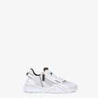 Flow Sneakers Nylon White – customized with pattern on the tongue and rubber tab with embossed logo on the back – LUX VERSE Luxury Designer Fashion Outlet