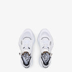 Flow Sneakers Nylon White – customized with pattern on the tongue and rubber tab with embossed logo on the back – LUX VERSE Luxury Designer Fashion Outlet