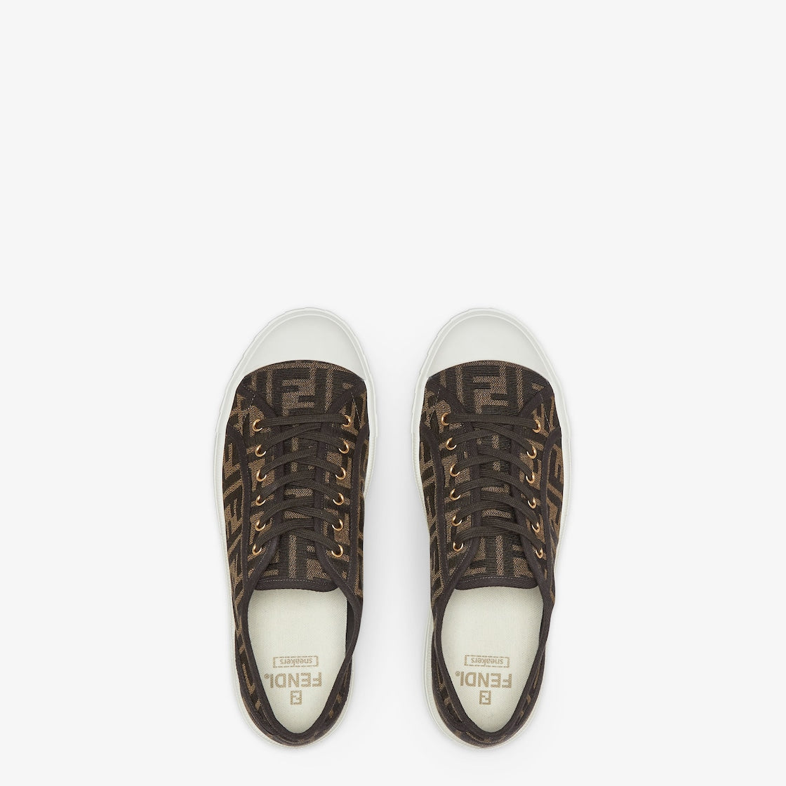 Domino Sneakers Brown – made of jacquard fabric with brown motif – LUX VERSE Luxury Designer Fashion Outlet