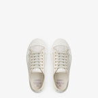 Domino Sneakers White – made of jacquard fabric with brown motif – LUX VERSE Luxury Designer Fashion Outlet