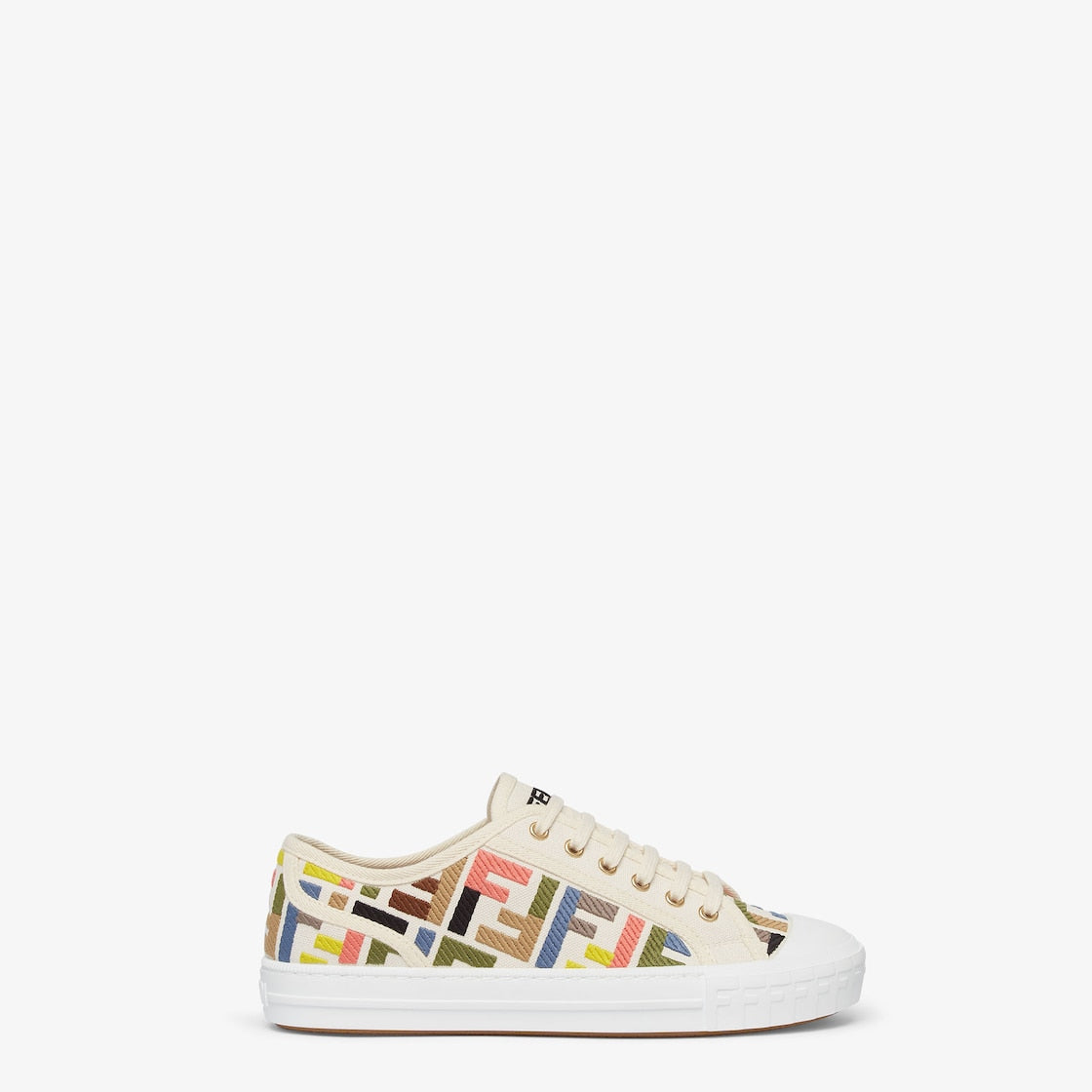 Domino Multicolor Canvas Sneakers – the white sole with contrasting bottom features a combination of embossed textures, – LUX VERSE Luxury Designer Fashion Outlet