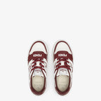 Lace-up sneaker Burgundy – made of burgundy leather with white leather details – LUX VERSE Luxury Designer Fashion Outlet