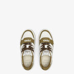 Lace-up sneaker Green – made of olive green leather with white leather details – LUX VERSE Luxury Designer Fashion Outlet