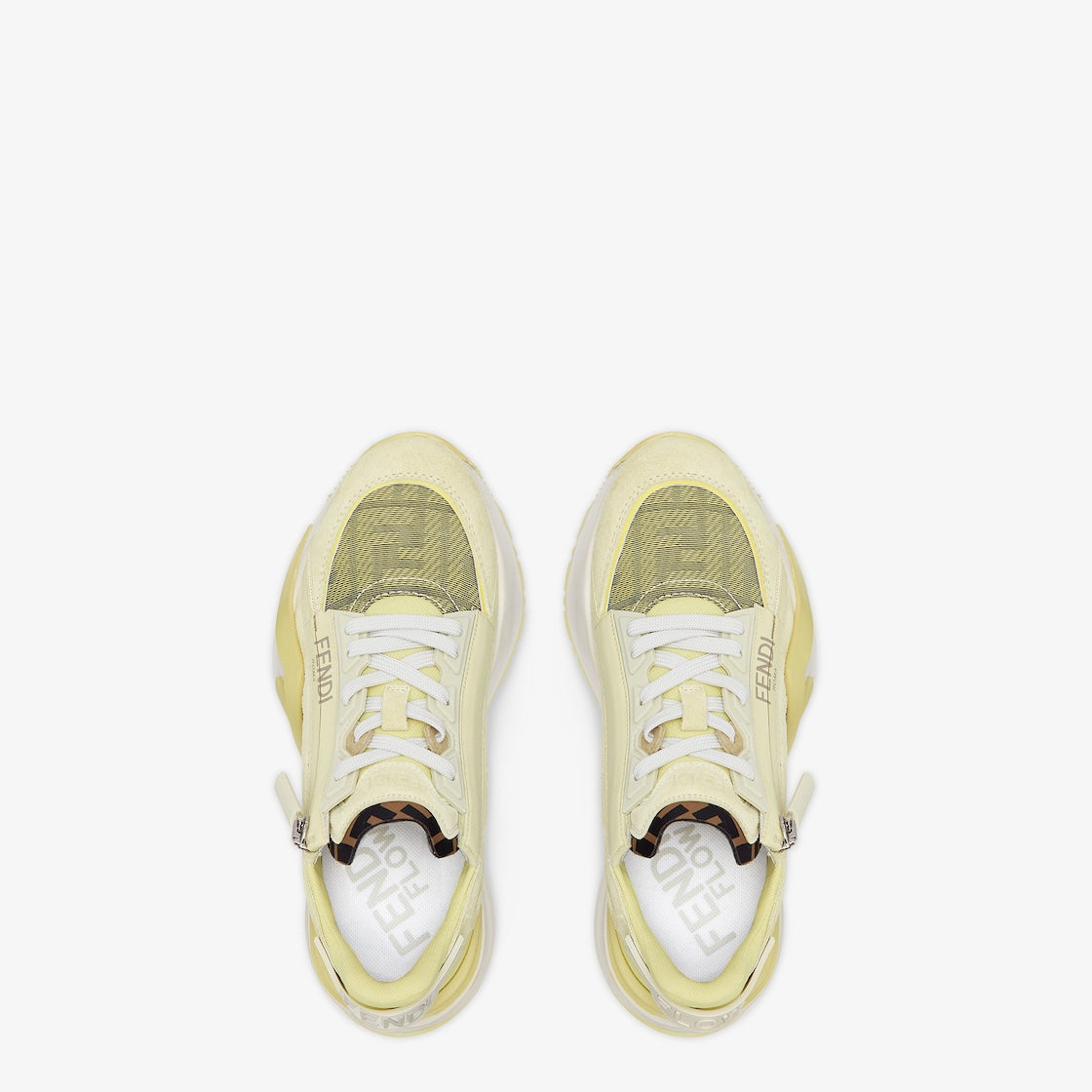 Flow Sneakers Yellow – made of pale yellow suede with yellow mesh inserts – LUX VERSE Luxury Designer Fashion Outlet