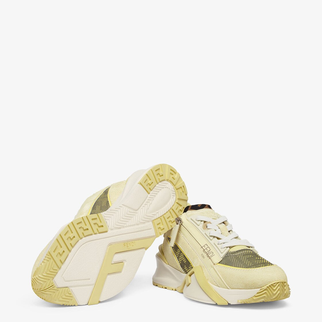 Flow Sneakers Yellow – embellished with Lycra® details with an motif – LUX VERSE Luxury Designer Fashion Outlet