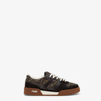 Low Top Canvas Sneaker Black – made of black suede with brown and tobacco jacquard fabric details and part of – LUX VERSE Luxury Designer Fashion Outlet