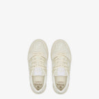 Low Top Canvas Sneaker White – made of an ivory and dove gray jacquard fabric with white suede details and part – LUX VERSE Luxury Designer Fashion Outlet
