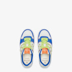 Low Top Rubber Sneaker – embellished with orange stitching and wasabi green trim and laces – LUX VERSE Luxury Designer Fashion Outlet