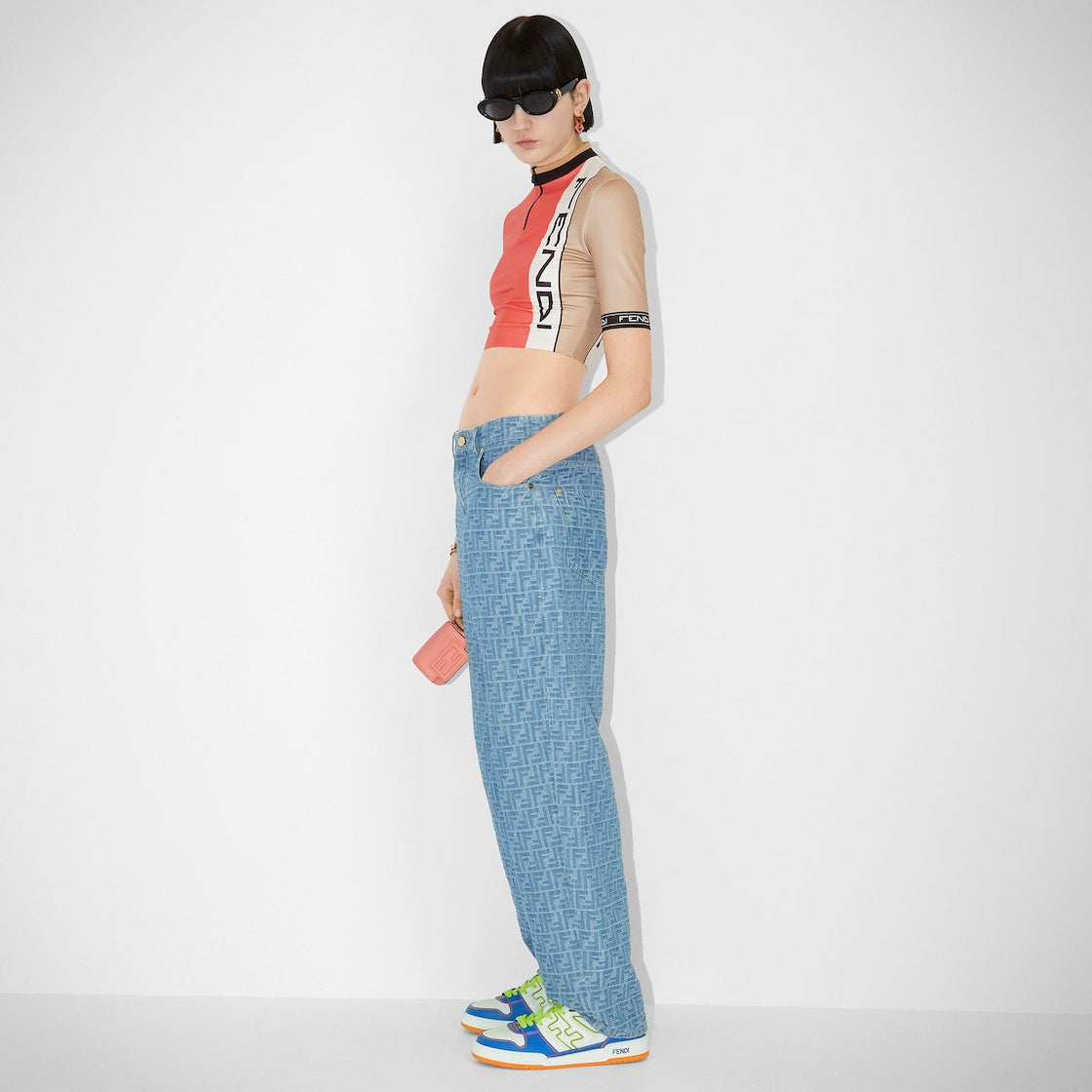 Low Top Rubber Sneaker – made of blue leather with white leather details – LUX VERSE Luxury Designer Fashion Outlet