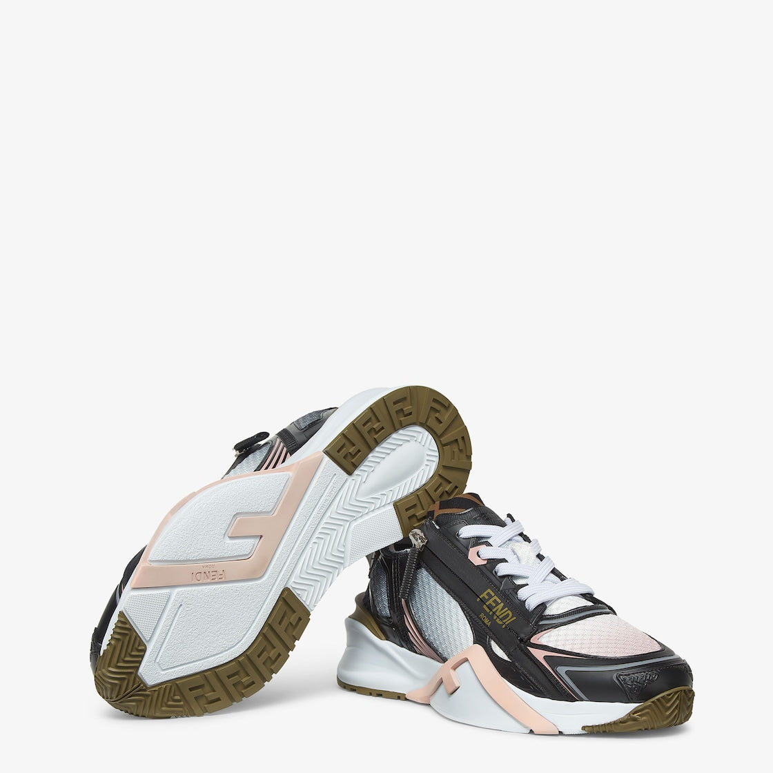 Flow Sneakers Black – made of technical fabric in black, light blue and pink gradient colors – LUX VERSE Luxury Designer Fashion Outlet