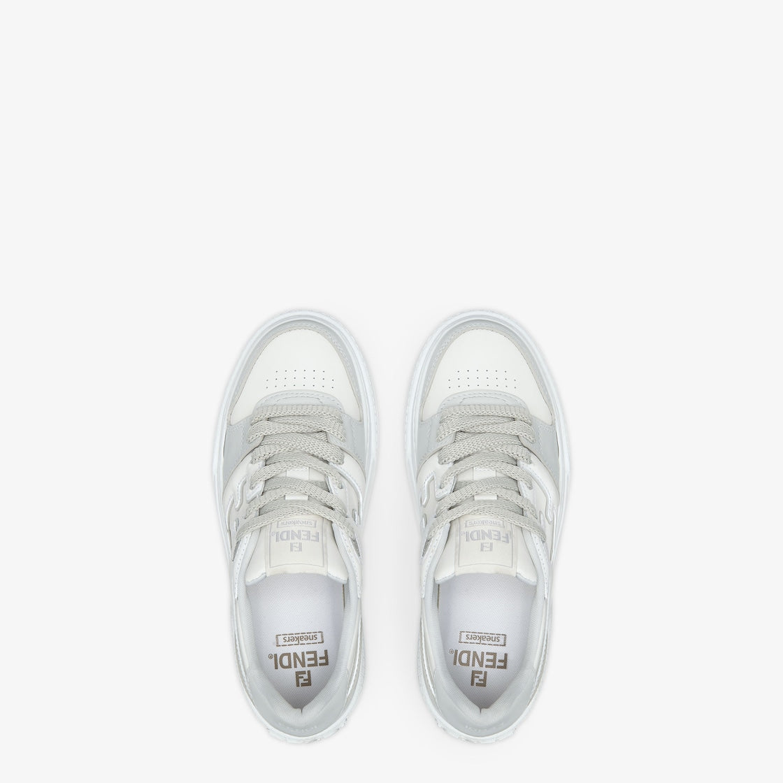 Lace-up sneaker Gray – made of light gray leather with white leather inserts – LUX VERSE Luxury Designer Fashion Outlet