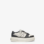Lace-up sneaker Black – made of black leather with white leather inserts – LUX VERSE Luxury Designer Fashion Outlet