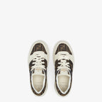 Lace-up sneaker – made of suede with details in jacquard fabric with the iconic brown motif – LUX VERSE Luxury Designer Fashion Outlet