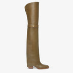 Square Toe Boots Green – handmade in shiny, green leather – LUX VERSE Luxury Designer Fashion Outlet