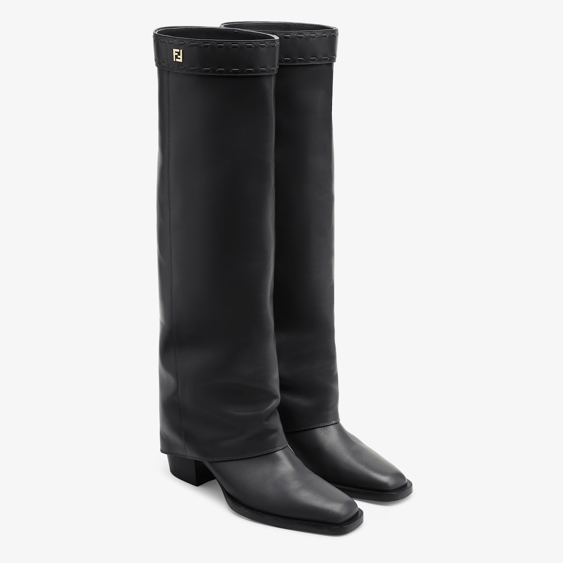 Square Toe Boots – the leg partially covers the heel creating a trompe effect and soft creases on – LUX VERSE Luxury Designer Fashion Outlet