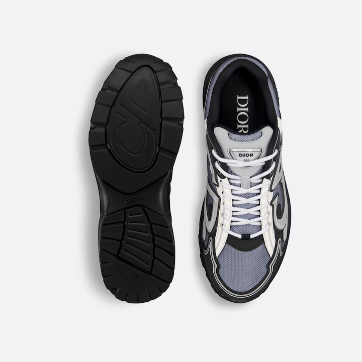 B30 Sneaker – crafted in blue mesh and gray, white and black technical fabric, it is enhanced by – LUX VERSE Luxury Designer Fashion Outlet