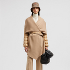 Wool Felt Cape – crafted from wool felt and longue saison Down-filled Elasticized belt Logo patch – LUX VERSE Luxury Designer Fashion Outlet