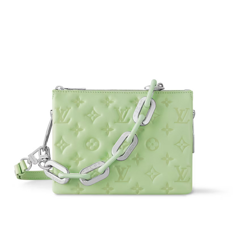 Coussin BB Lambskin Green – fashioned from padded lambskin with Monogram embossing, the Coussin BB handbag – LUX VERSE Luxury Designer Fashion Outlet