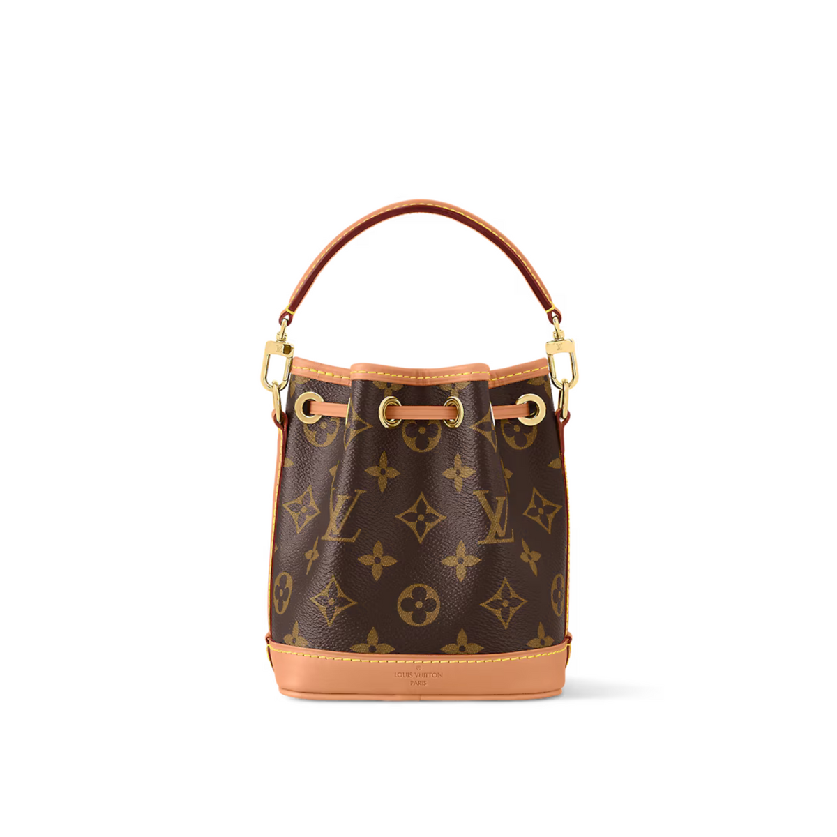 Nano Noé Monogram Canvas – crafted from Monogram canvas with trim in natural cowhide leather, this tiny Nano – LUX VERSE Luxury Designer Fashion Outlet