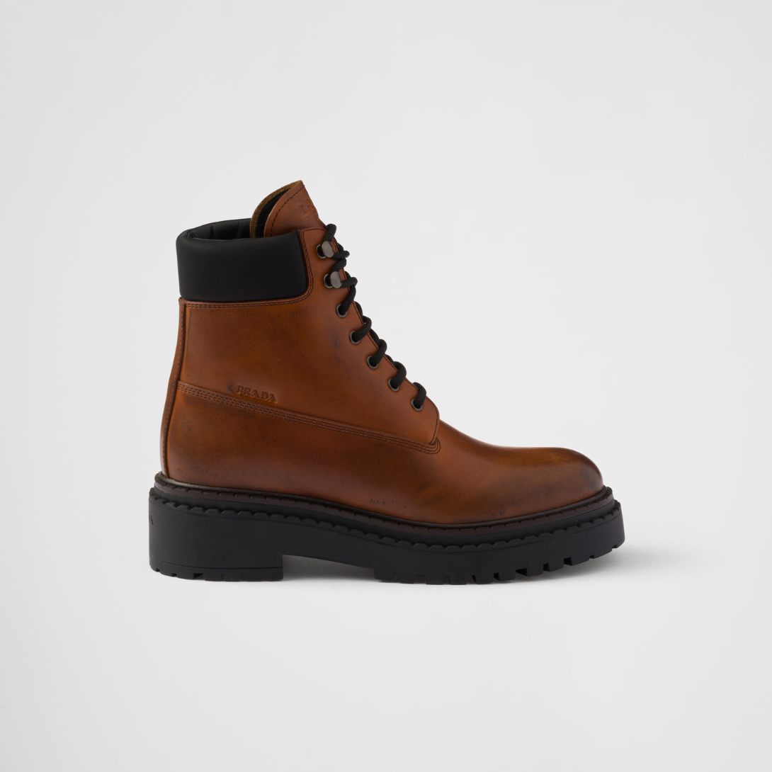 Leather and Re-Nylon booties – these booties made of leather with Re-Nylon details have a versatile design – LUX VERSE Luxury Designer Fashion Outlet