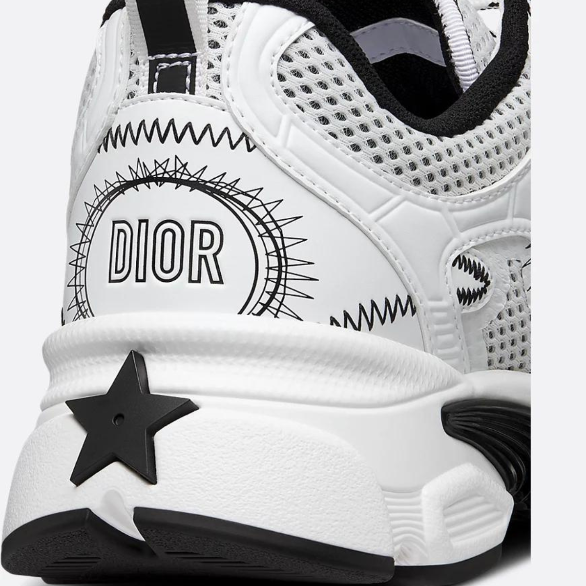 Chrono Sneaker Leather – pairing mesh with white and black leather-effect panels, it is accented by hallmark – LUX VERSE Luxury Designer Fashion Outlet