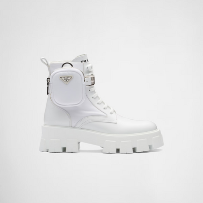 Monolith leather and Re-Nylon boots with pouch - LUX VERSE - Luxury designer fashion outlet