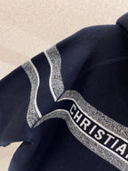 Marineblaues Jacquard-Monogramm-Panel-Rundhals-Sweatshirt – Herren