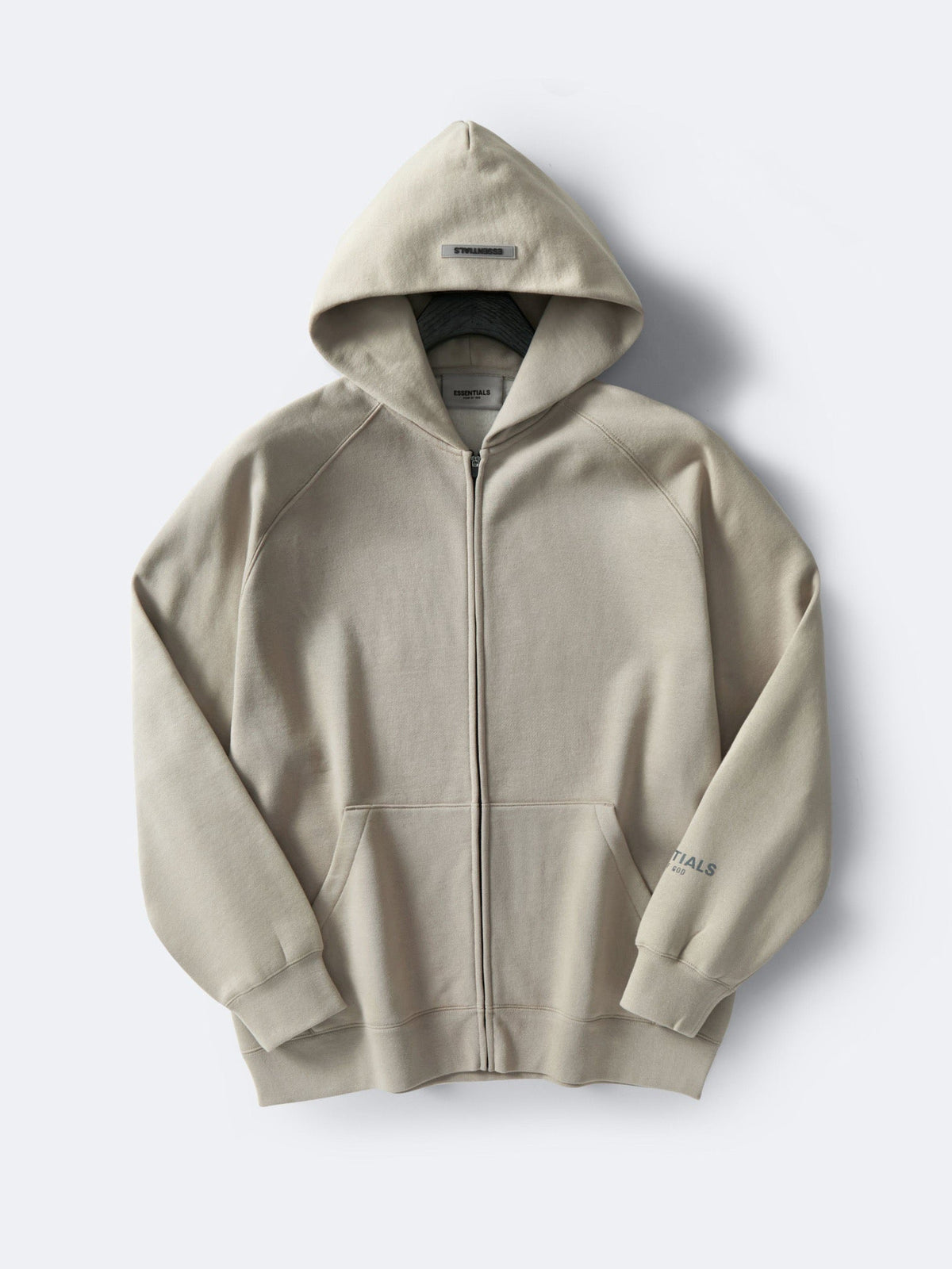 White Cotton Plain Zip-Through - Men's