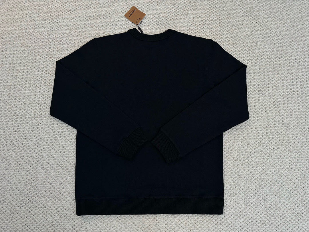 Black Cotton Knight Print Crewneck - Men's