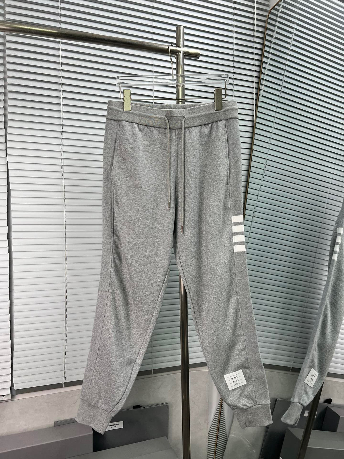 Navy Cotton Bar Stripe Joggers - Men's