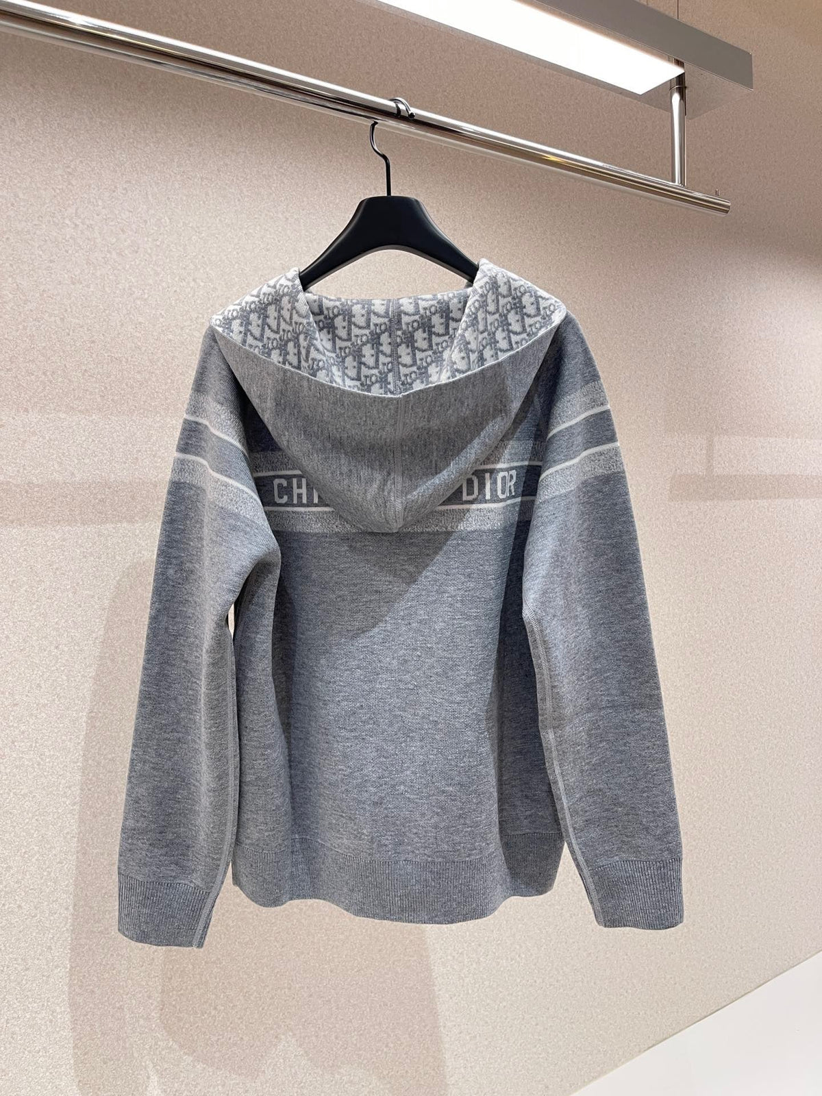 Marineblaues Jacquard-Monogramm-Panel-Rundhals-Sweatshirt – Herren