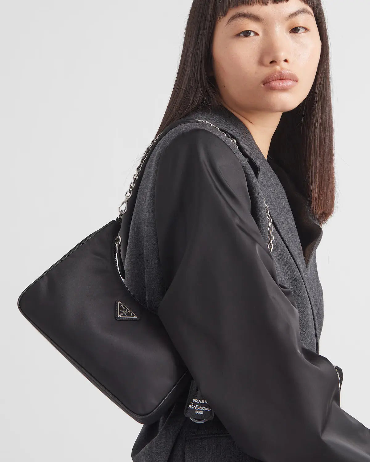 Re-Edition 2005 Re-Nylon bag – product code: 1BH204_R064_F0002_V_V9L Saffiano trim Removable chain handle – LUX VERSE Luxury Designer Fashion Outlet