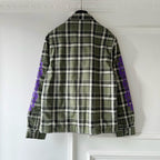 Blaues Flanell-Langarmshirt mit Print auf den Ärmeln – Herren