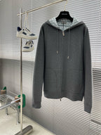 Grey Cotton Check Lined Zip-Through - Men's