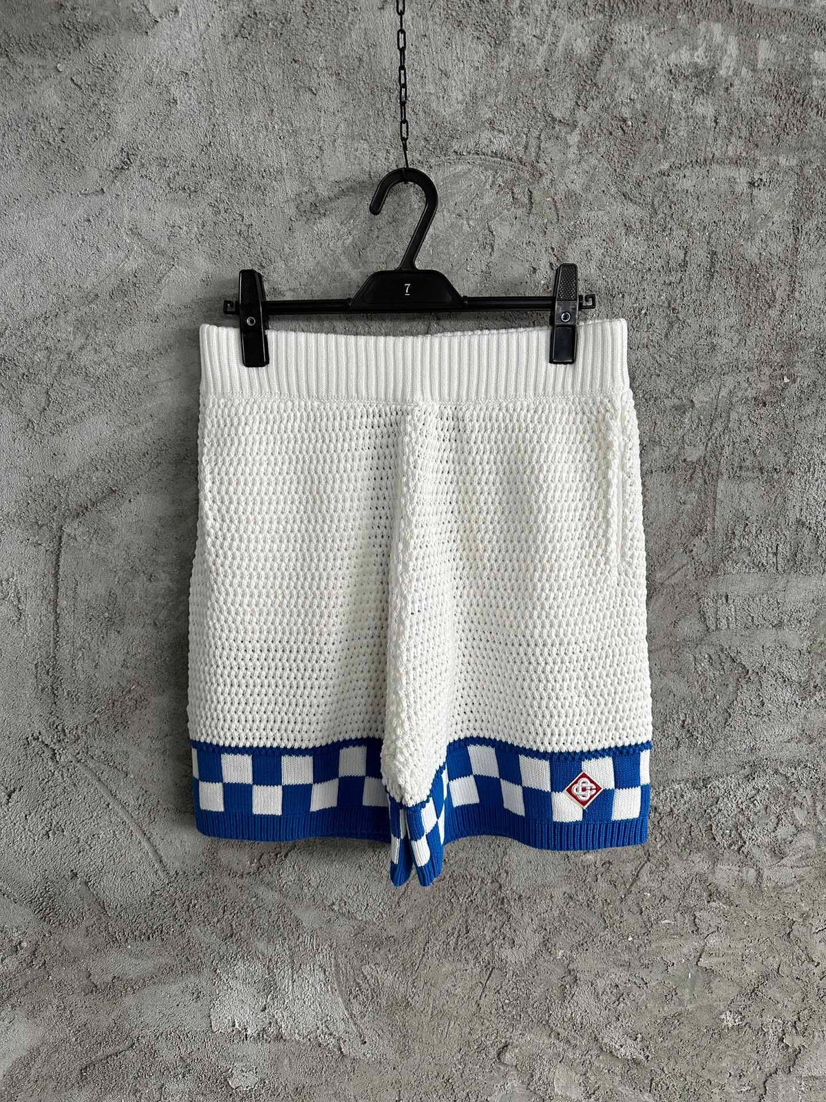 Blue Checkerboard Knit Shorts - Men's