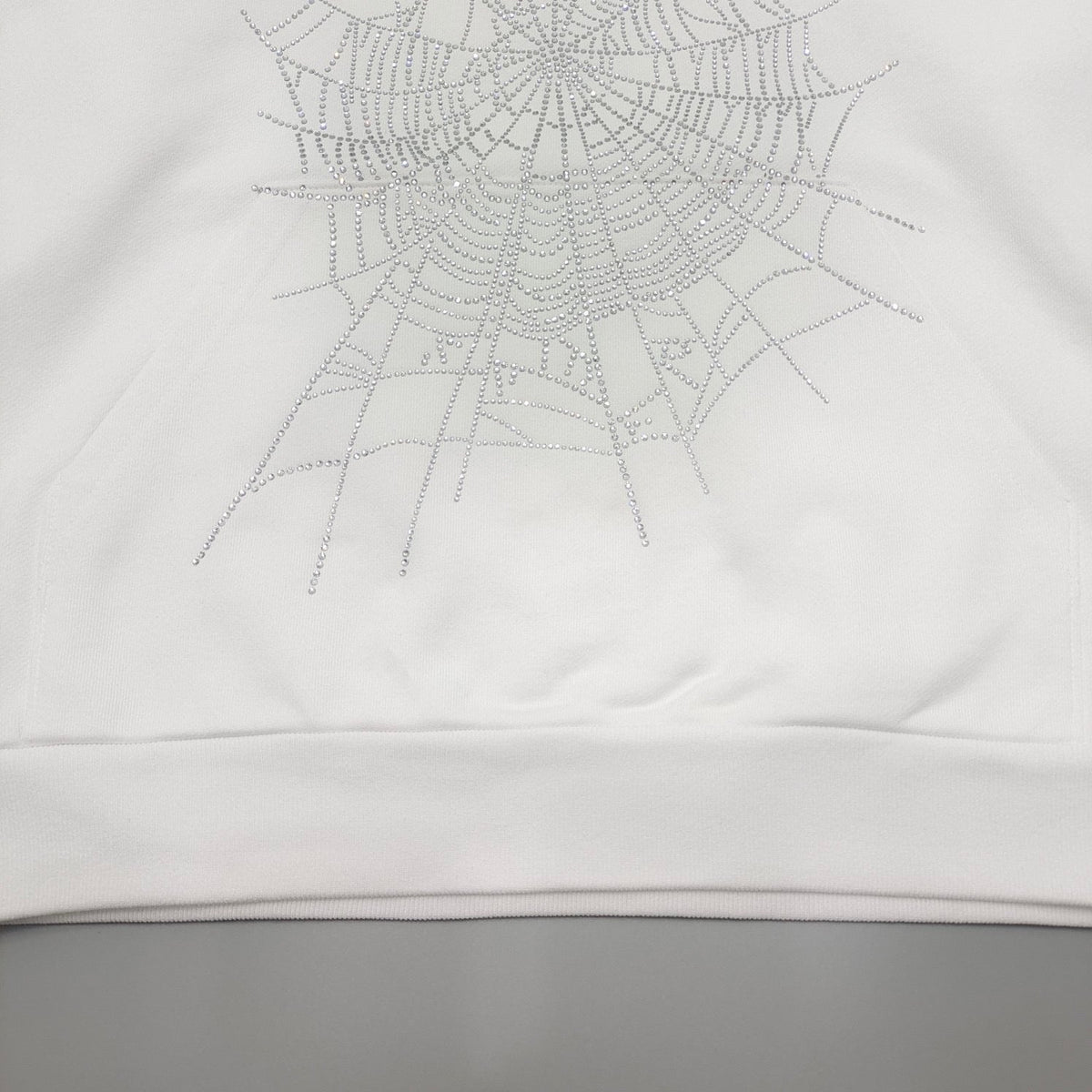 Weißer Baumwoll-Web-Print Pullover – Herren