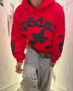 Roter Baumwollpullover mit Sternenprint – Herren